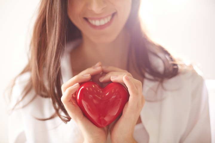 Red Heart Hands Woman